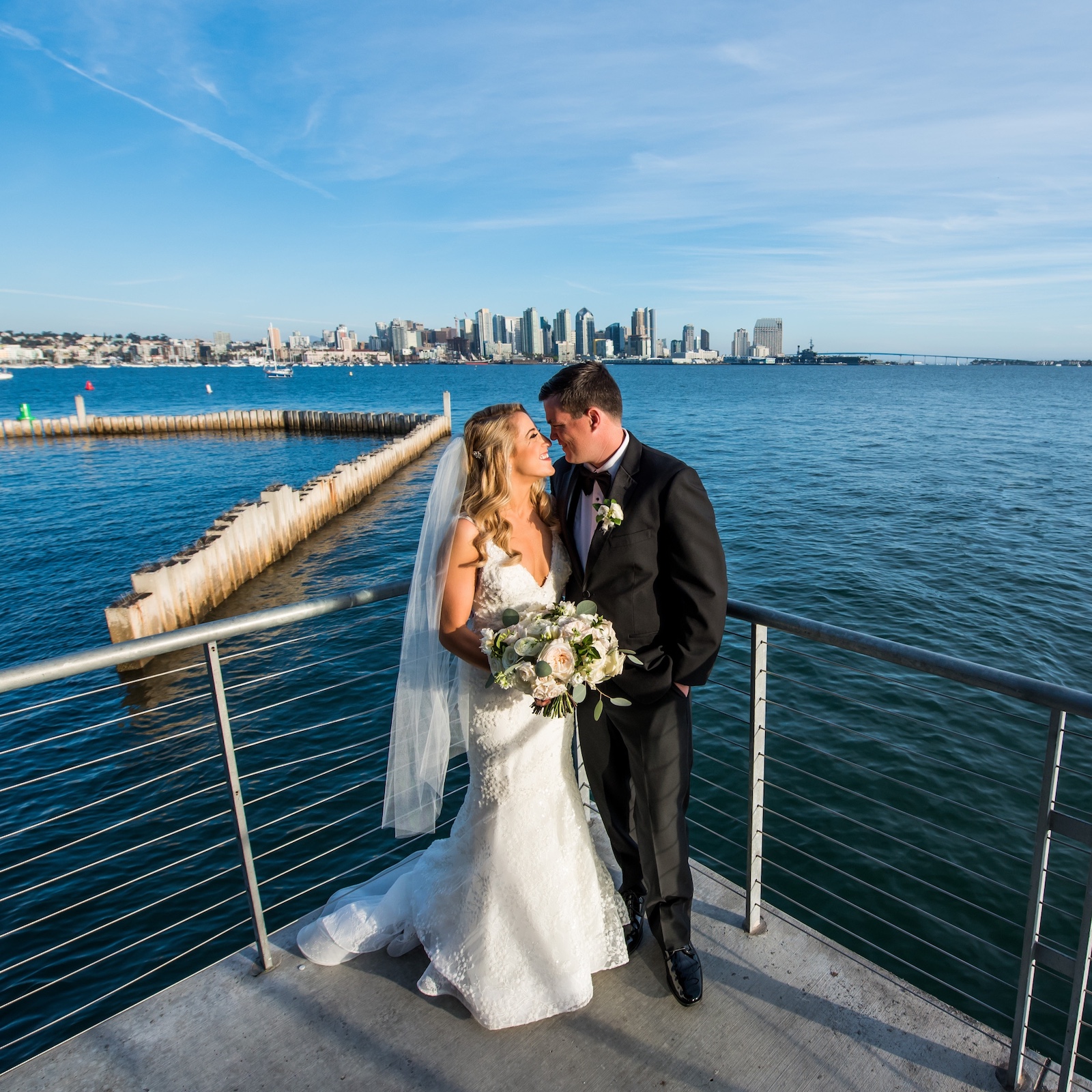Bride and Groom with view of San Diego skyline